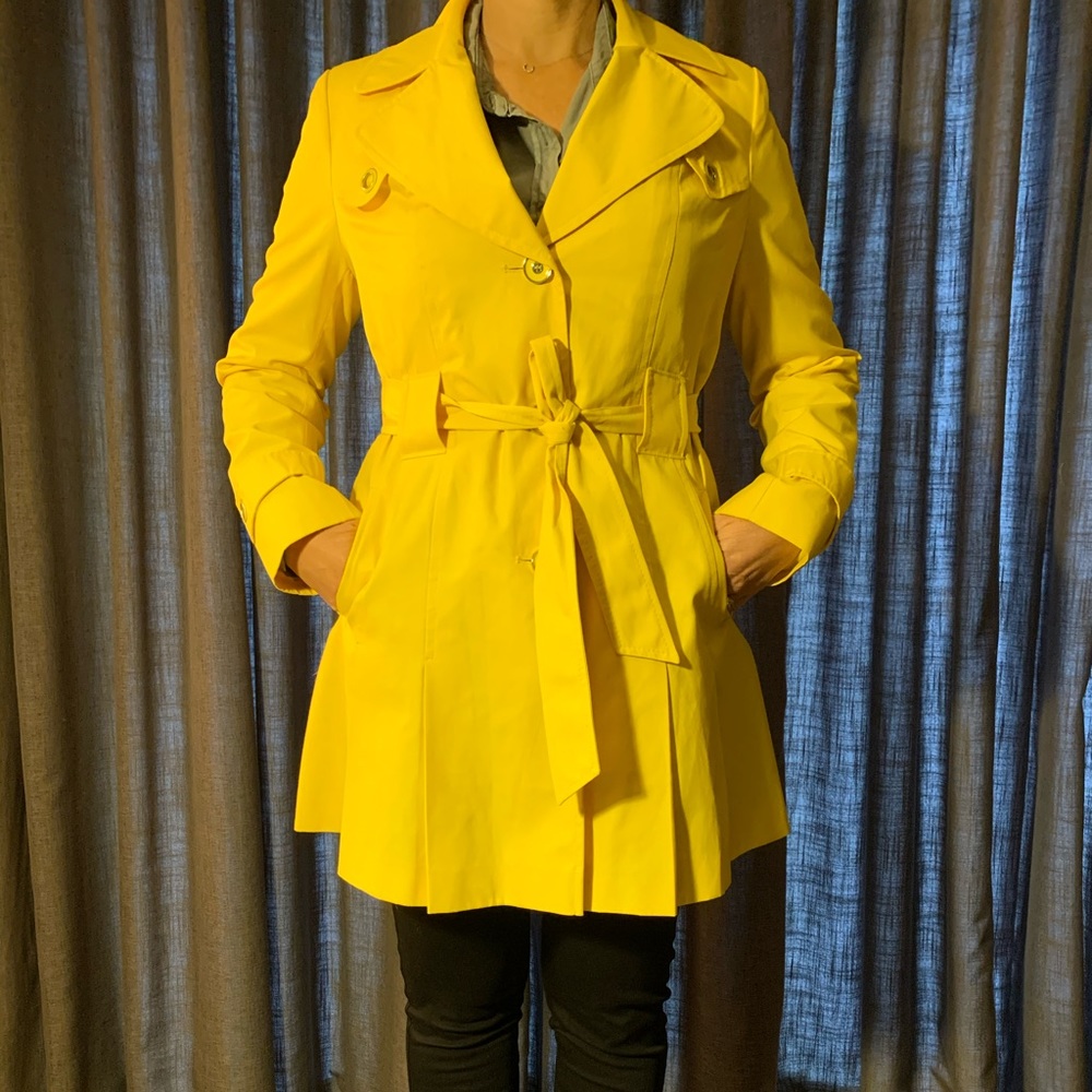 Via Spiga Sunny Yellow Belted Trench Coat